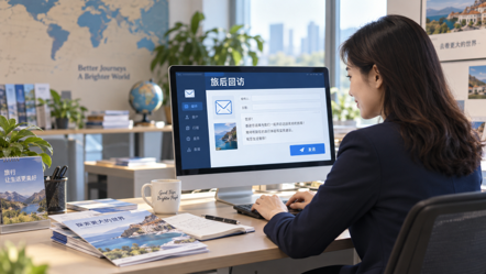 旅行合作邮件工作场景示意图